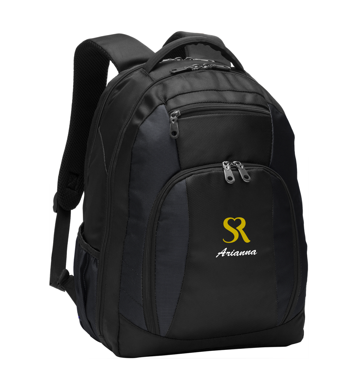 Black backpack embroidered with the Santa Rosa Flips logo