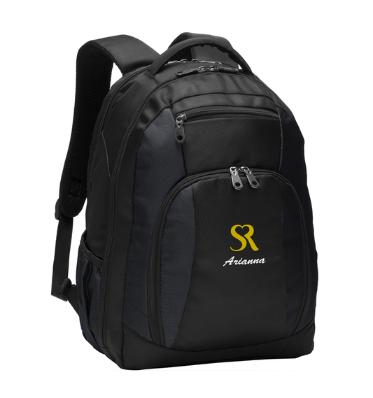 Black backpack embroidered with the Santa Rosa Flips logo